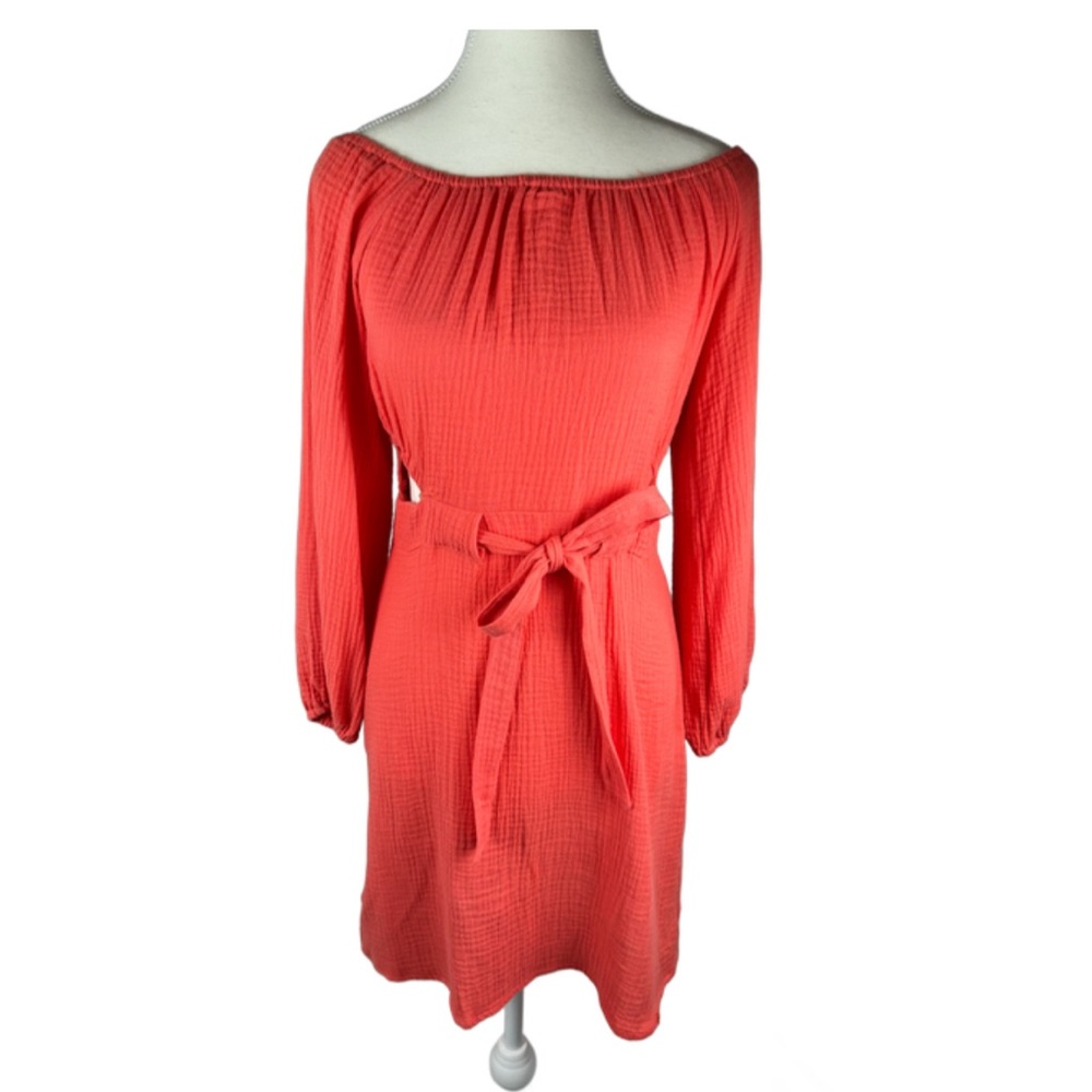 Coral Off-Shoulder Dress with Side Cut Outs Size S